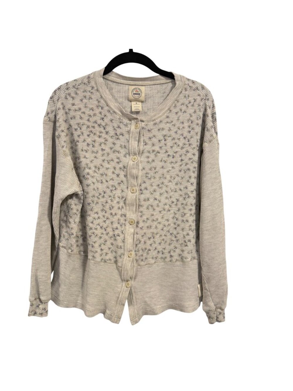 Vintage Victoria's Secret Country Gray Waffle Knit Floral Front Button Cardigan
